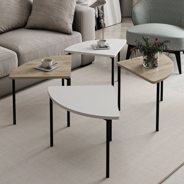 Emma soffbord Ø90 cm - Vit/valnöt Emma soffbord Ø90 cm - Vit/valnöt