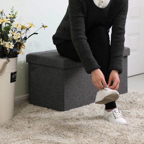 Idris sittbnk med frvaring 76 cm - Mrkgr