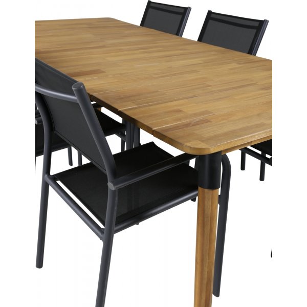 Julian utematgrupp med 6 st Santorini stolar - Svart/Natur