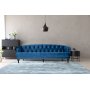 Chesterfield 3-sits soffa i bl sammet