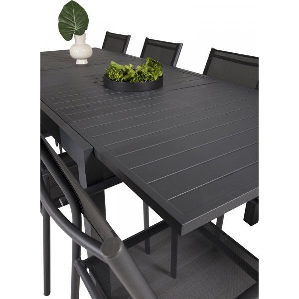 Marbella utematgrupp med 8 st Santorini stolar - Svart Marbella utematgrupp med 8 st Santorini stolar - Svart