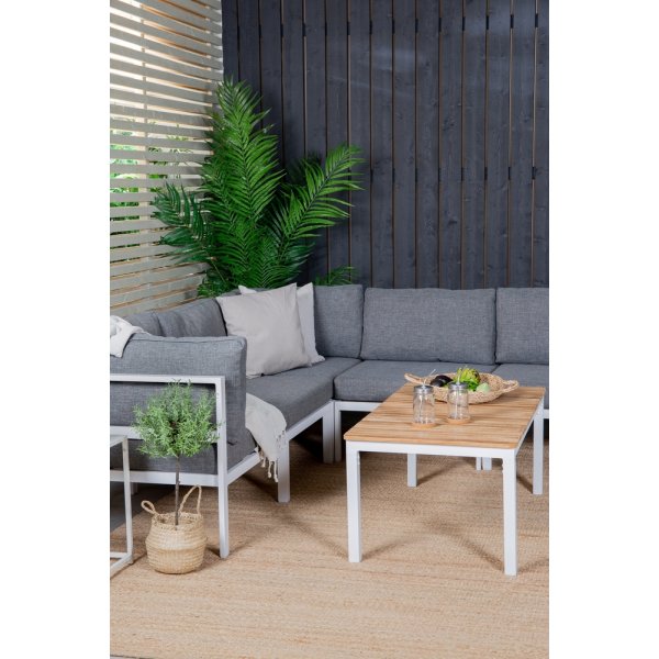 Copacabana hörnsoffgrupp - Vit/Teak/Grå Copacabana hörnsoffgrupp - Vit/Teak/Grå
