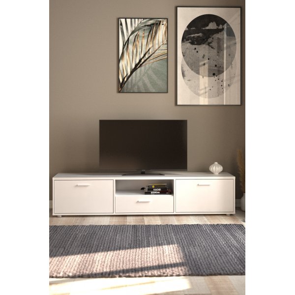 Banc multimédia Media Wide avec tiroirs - Blanc Banc multimédia Media Wide avec tiroirs - Blanc