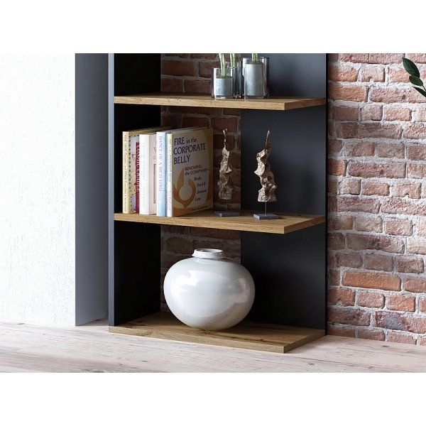 Bibliothèque d\\\'angle - Chêne Wotan/noir Bibliothèque d\\\'angle - Chêne Wotan/noir