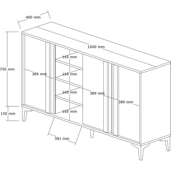 Buffet Dora - Pin/anthracite Buffet Dora - Pin/anthracite