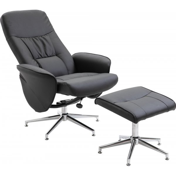 Fauteuil inclinable Julius avec repose-pieds - PU noir Fauteuil inclinable Julius avec repose-pieds - PU noir