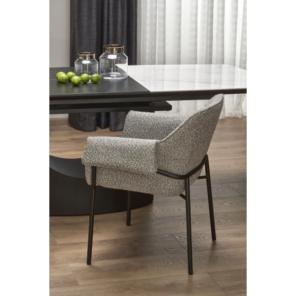 Table à manger Osman 160-220 x 90 cm - Marbre blanc/noir Table à manger Osman 160-220 x 90 cm - Marbre blanc/noir