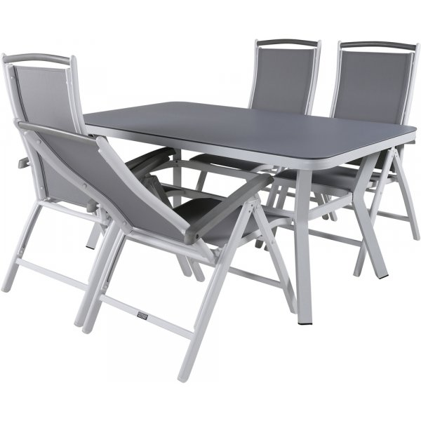 Ensemble de salle  manger d'extrieur Virya avec 4 chaises Albany - Gris/Blanc