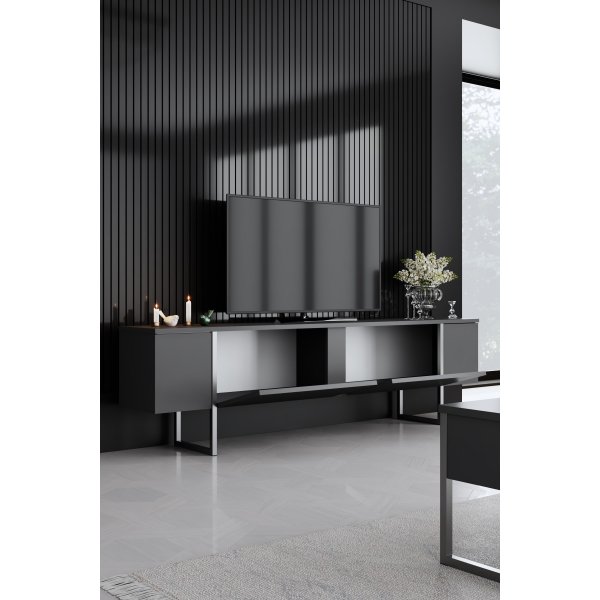 Meuble TV Lux - Anthracite/argent