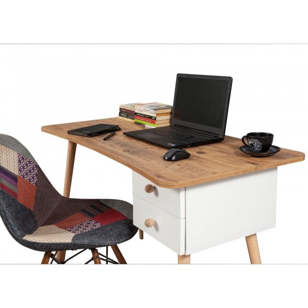 Balbina skrivbord 120x60 cm - Furu/vit
