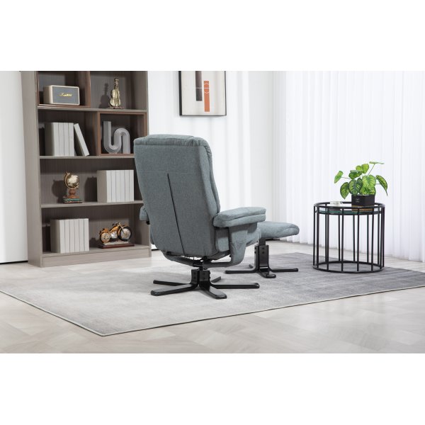 Relaxfauteuil met voetenbank grijs - Oslo Relaxfauteuil met voetenbank grijs - Oslo