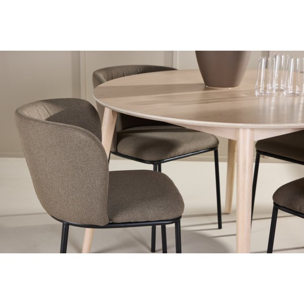 Matbord Flora med 4 st Edina stolar - Brun/svart/whitewash + 3.00 x Möbeltassar Matbord Flora med 4 st Edina stolar - Brun/svart/whitewash + 3.00 x Möbeltassar