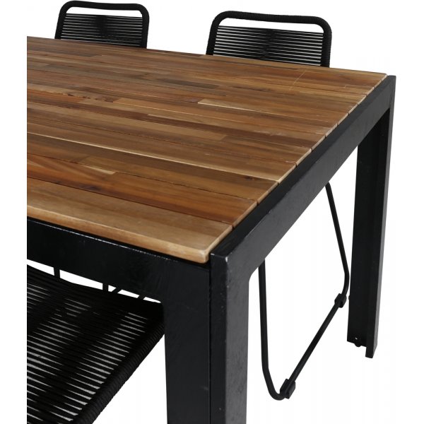 Bois utematgrupp med 6 st Lindos stolar - Svart/Akacia Bois utematgrupp med 6 st Lindos stolar - Svart/Akacia