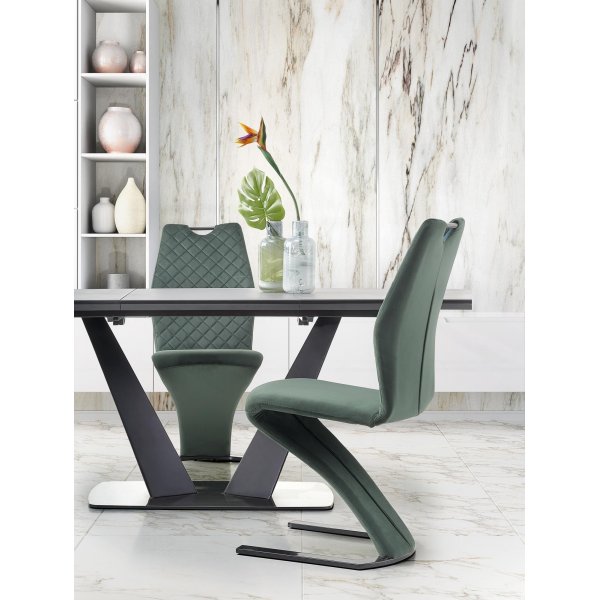 Table à manger Post 160-220 cm - Gris foncé/noir Table à manger Post 160-220 cm - Gris foncé/noir