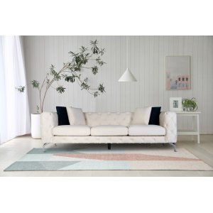 Como 3-sits soffa i beige sammet + Textilrengring fr mbler