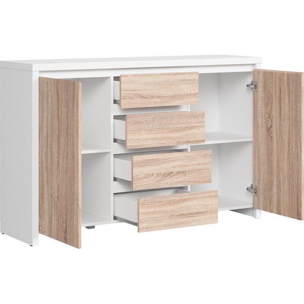Caspian dressoir - Wit/sonoma eiken