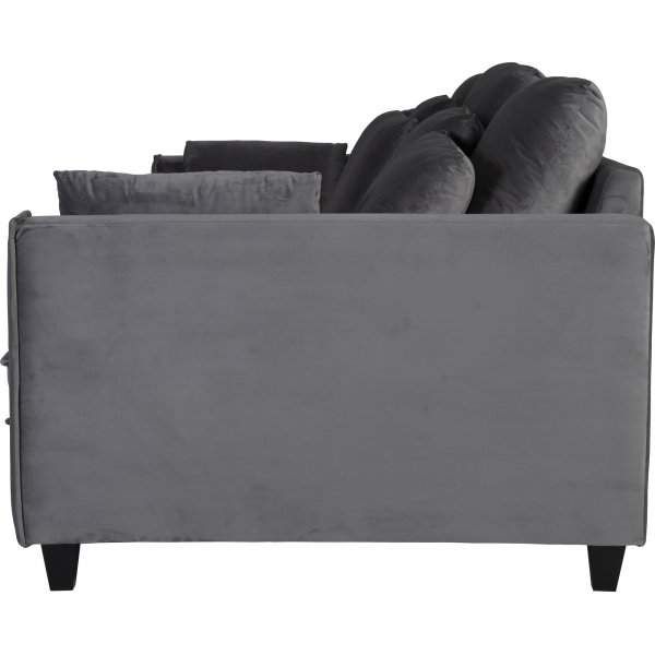 Soffa 250 cm bred mörkgrå sammet 114 cm djup Soffa 250 cm bred mörkgrå sammet 114 cm djup
