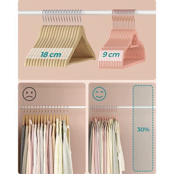 Klädgalge, sammet, 43,5 cm, 30-pack - Rosa Klädgalge, sammet, 43,5 cm, 30-pack - Rosa