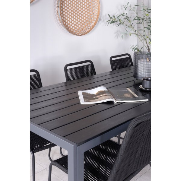 Break utematgrupp med 6 st Lindos stolar - Svart Break utematgrupp med 6 st Lindos stolar - Svart