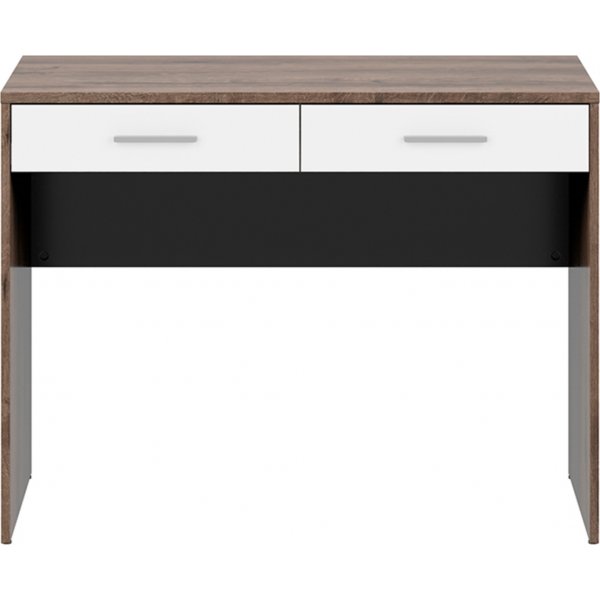 Bureau Nepo Plus avec 2 tiroirs 100 x 59 cm - Chne fonc/blanc
