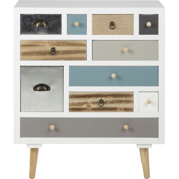 Thais Ladekast 70x81 cm - Wit/meerkleurig + Meubelpoten Thais Ladekast 70x81 cm - Wit/meerkleurig + Meubelpoten