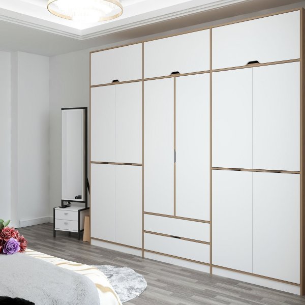 Armoire Elina 277 x 52 x 253 cm - Blanc/marron