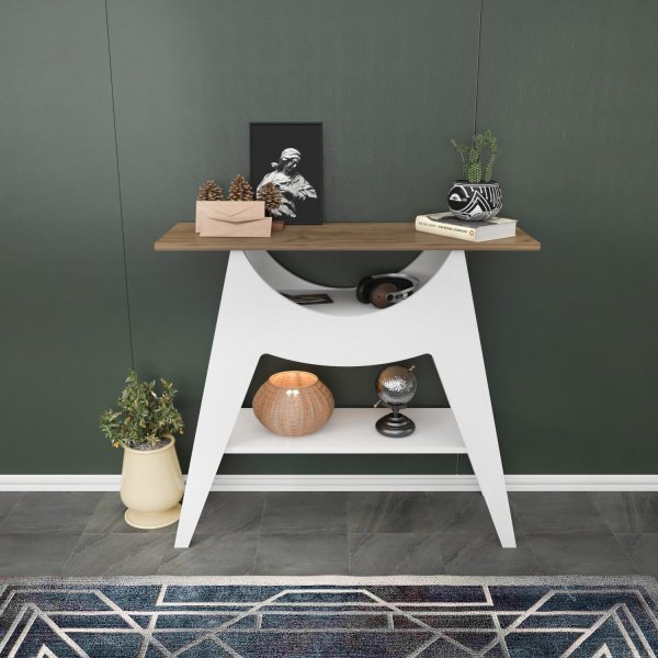 Ese avlastnigsbord 100 x 35 cm - Vit/valnöt Ese avlastnigsbord 100 x 35 cm - Vit/valnöt