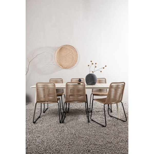 Lina utematgrupp med 6 st Lindos stolar - Beige/Brun Lina utematgrupp med 6 st Lindos stolar - Beige/Brun