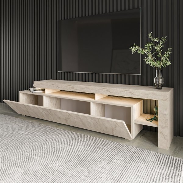 Meuble TV Beliz en travertin - 192 cm Meuble TV Beliz en travertin - 192 cm