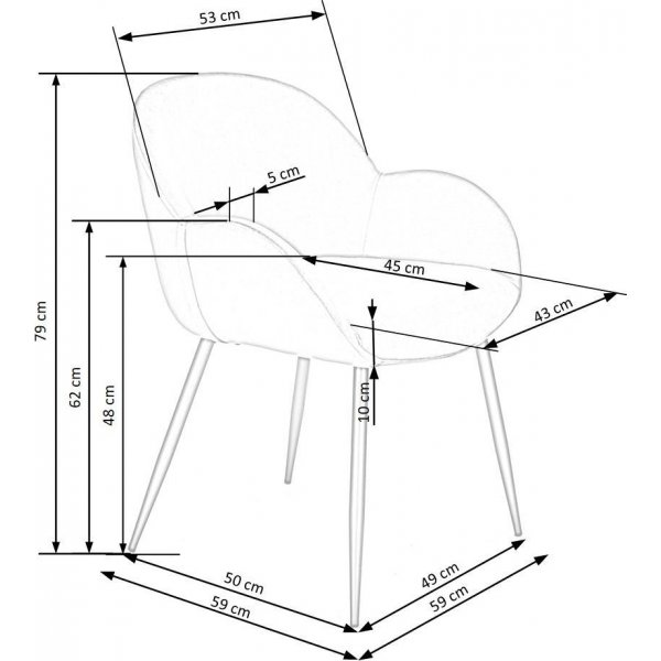 Chaise de salle  manger Cadeira 480 - Gris