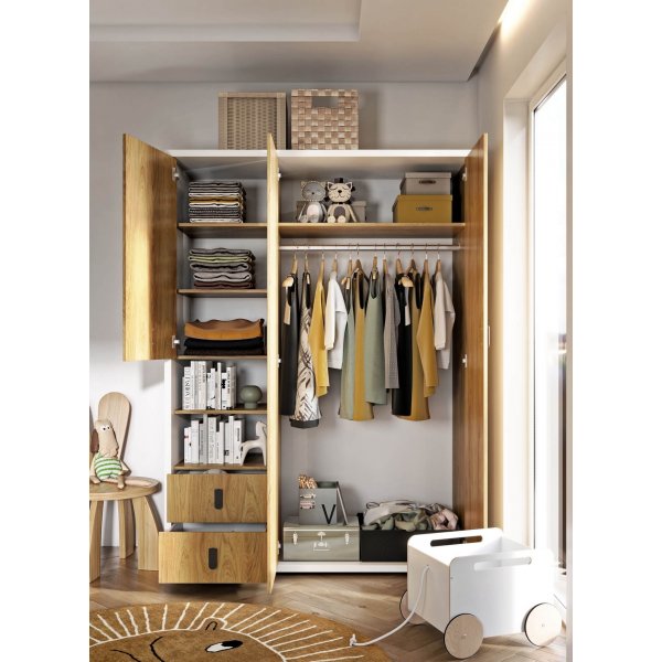 Simi kledingkast 150 cm - Hickory/wit