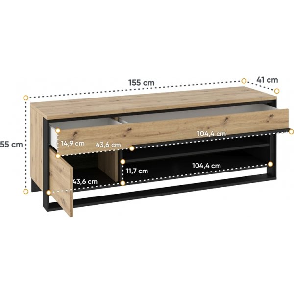 Quant TV-bänk - Artisan ek/svart Quant TV-bänk - Artisan ek/svart