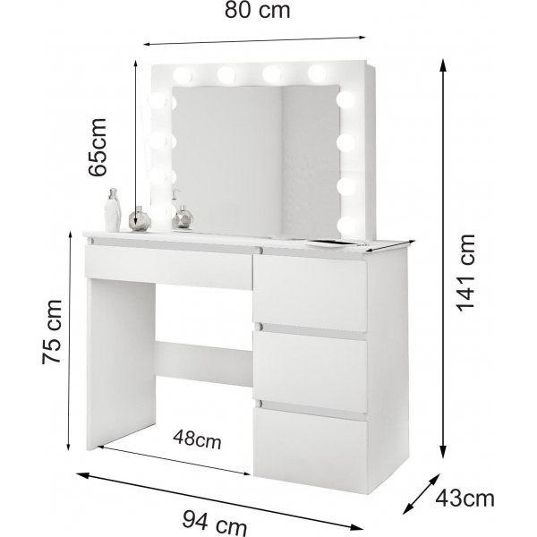 Vanity witte kaptafel met verlichting Vanity witte kaptafel met verlichting