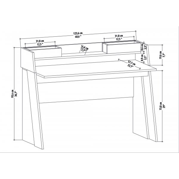Broklyn skrivbord 123,6 x 59,6 cm - Vit Broklyn skrivbord 123,6 x 59,6 cm - Vit