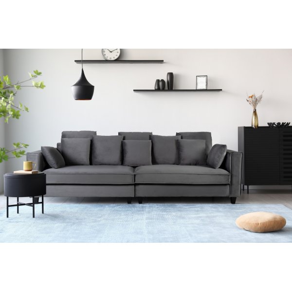 Soffa 270 cm bred och 114 cm djup - grå sammet Soffa 270 cm bred och 114 cm djup - grå sammet