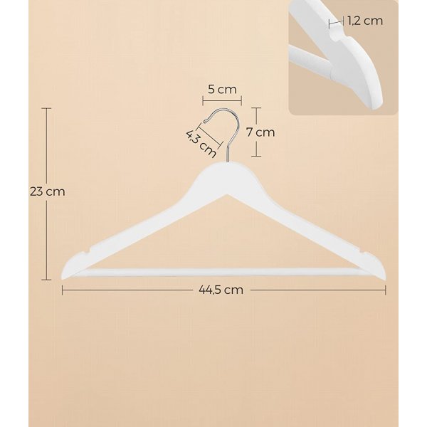 Cintre, bois, 44,5 cm, paquet de 50 - Blanc Cintre, bois, 44,5 cm, paquet de 50 - Blanc