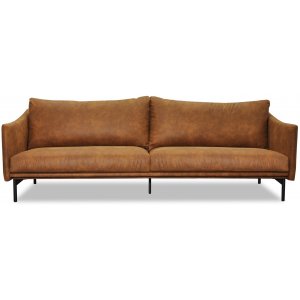 Harpan 3-sits soffa i cognac Ecoläder + Möbelvårdskit för textilier