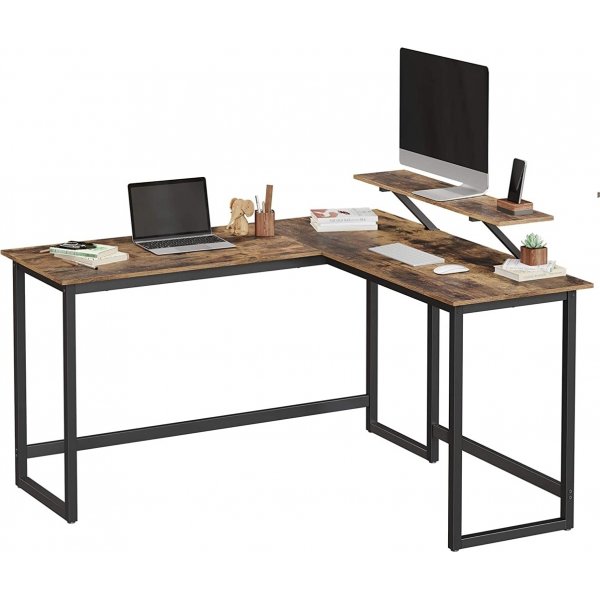 Bureau d'angle Nico 130/140 x 50 cm - Marron/noir Bureau d'angle Nico 130/140 x 50 cm - Marron/noir
