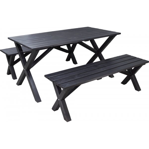 Table de groupe d'extrieur Scottsdale 150 cm avec 2 bancs - Noir