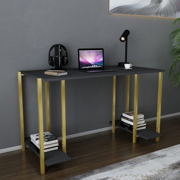 Bureau Academy 125,2 x 60 cm - Or/anthracite Bureau Academy 125,2 x 60 cm - Or/anthracite