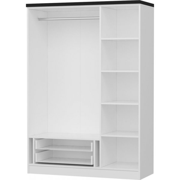 Armoire Rizada 135 cm - Blanc/noir