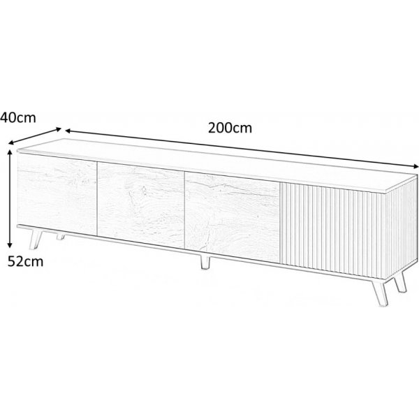 Banc Fate Media 200 cm - Chêne Wotan/noir Banc Fate Media 200 cm - Chêne Wotan/noir
