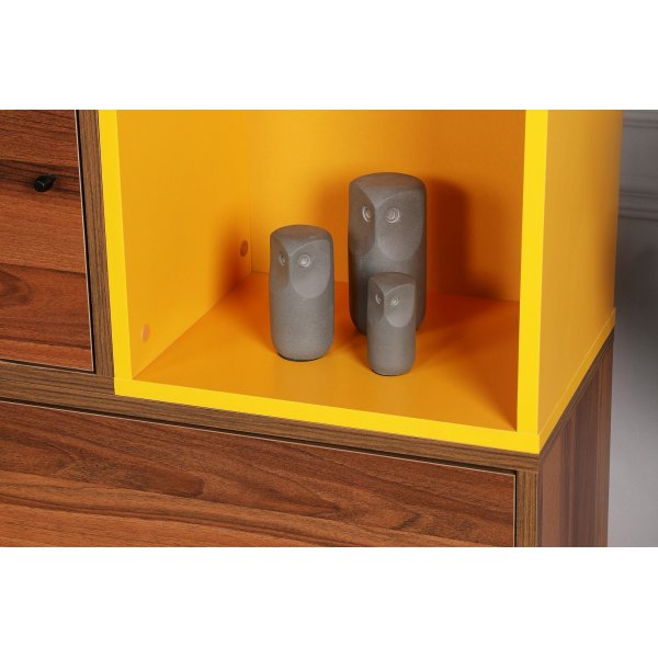 Bengo bokhylla - Valnt/antracit/gul