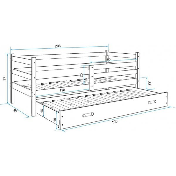 Eryk juniorsäng med extrabädd - Valfri färg & storlek Eryk juniorsäng med extrabädd - Valfri färg & storlek