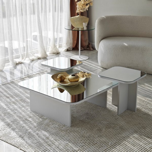 Ensemble table basse Jazz 80/40/40 x 80/40/40 cm - Blanc Ensemble table basse Jazz 80/40/40 x 80/40/40 cm - Blanc