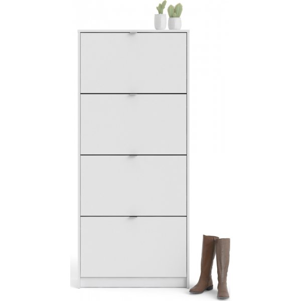 Meuble à chaussures profond avec 4 compartiments - Blanc Meuble à chaussures profond avec 4 compartiments - Blanc