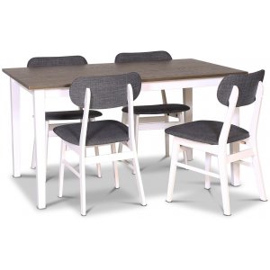 Groupe repas Skagen 140x90 cm incl. 4 Chaises grises Sarek - Chne huil marron / Blanc