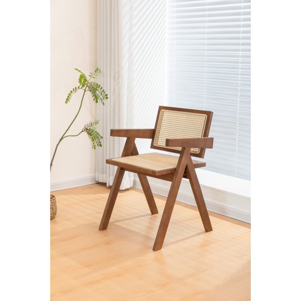 Anna karmstol - Brun med rotting i sits & rygg