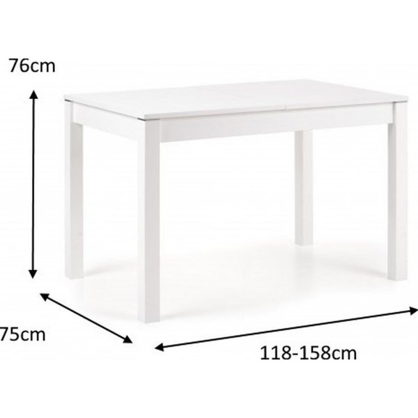 Table à manger Adélé 118-158 cm - Blanc Table à manger Adélé 118-158 cm - Blanc