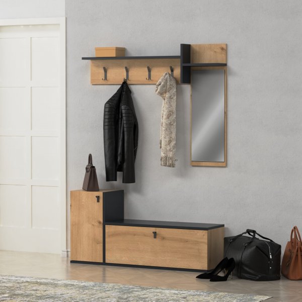 Ruby hallmöbel - Antracit/ek Ruby hallmöbel - Antracit/ek
